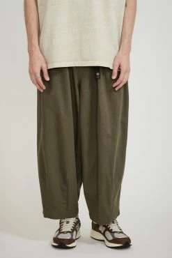 Twill Cotton Belt Balloon Pants Khaki
