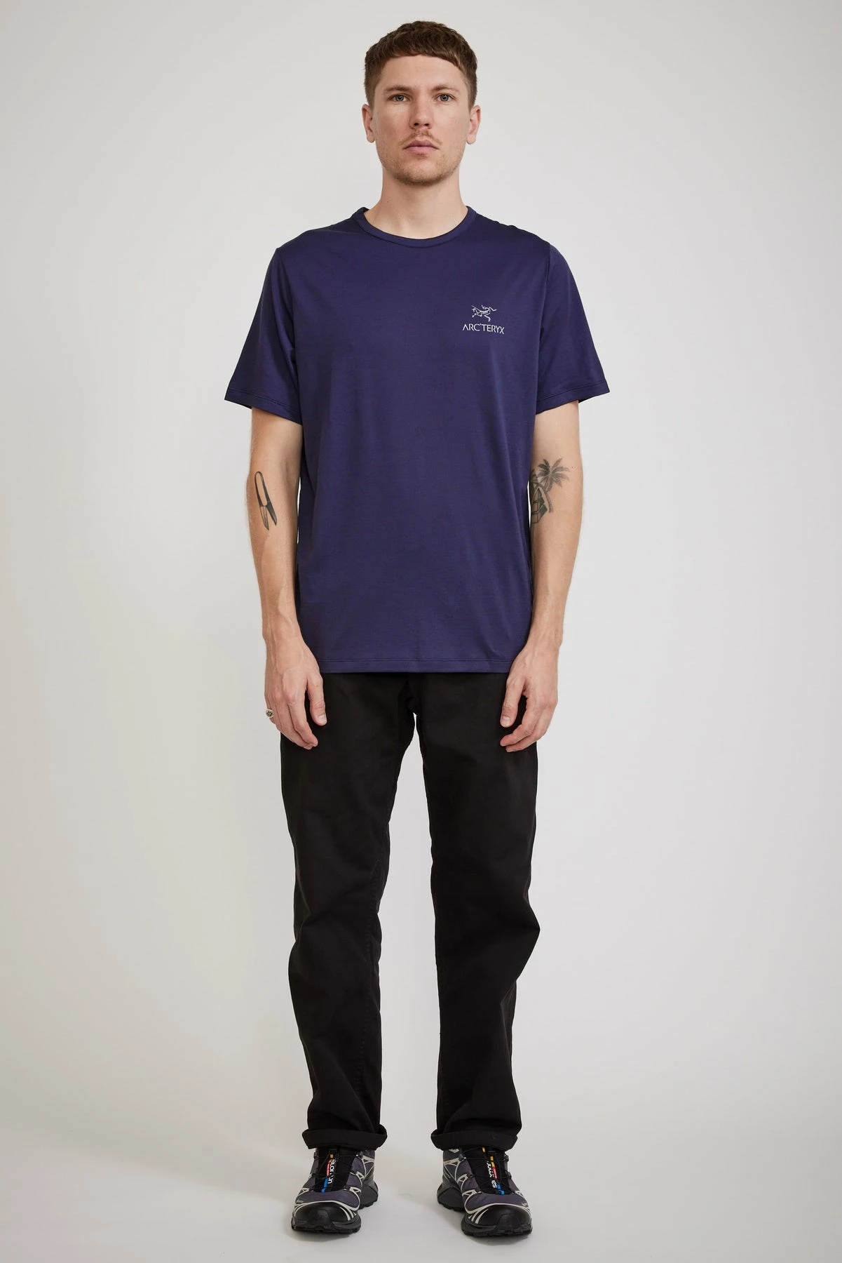 Arc'Logo Emblem SS Wool Men's T Shirt Black Sapphire - Image 2