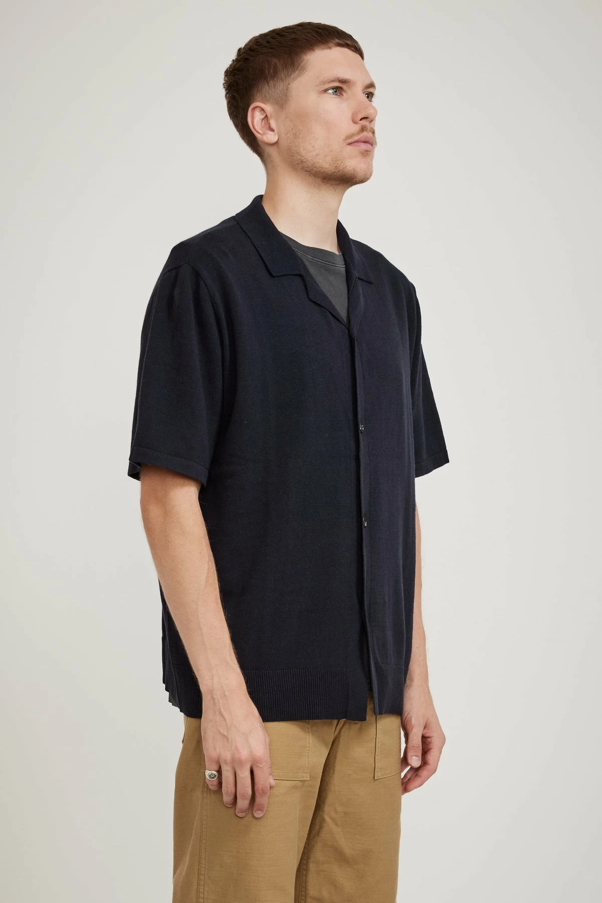 Kisho Knit Campo Shirt True Navy - Image 3