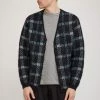Check Jacquard Mohair Cardigan Black