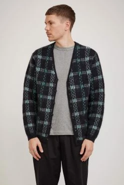 Check Jacquard Mohair Cardigan Black
