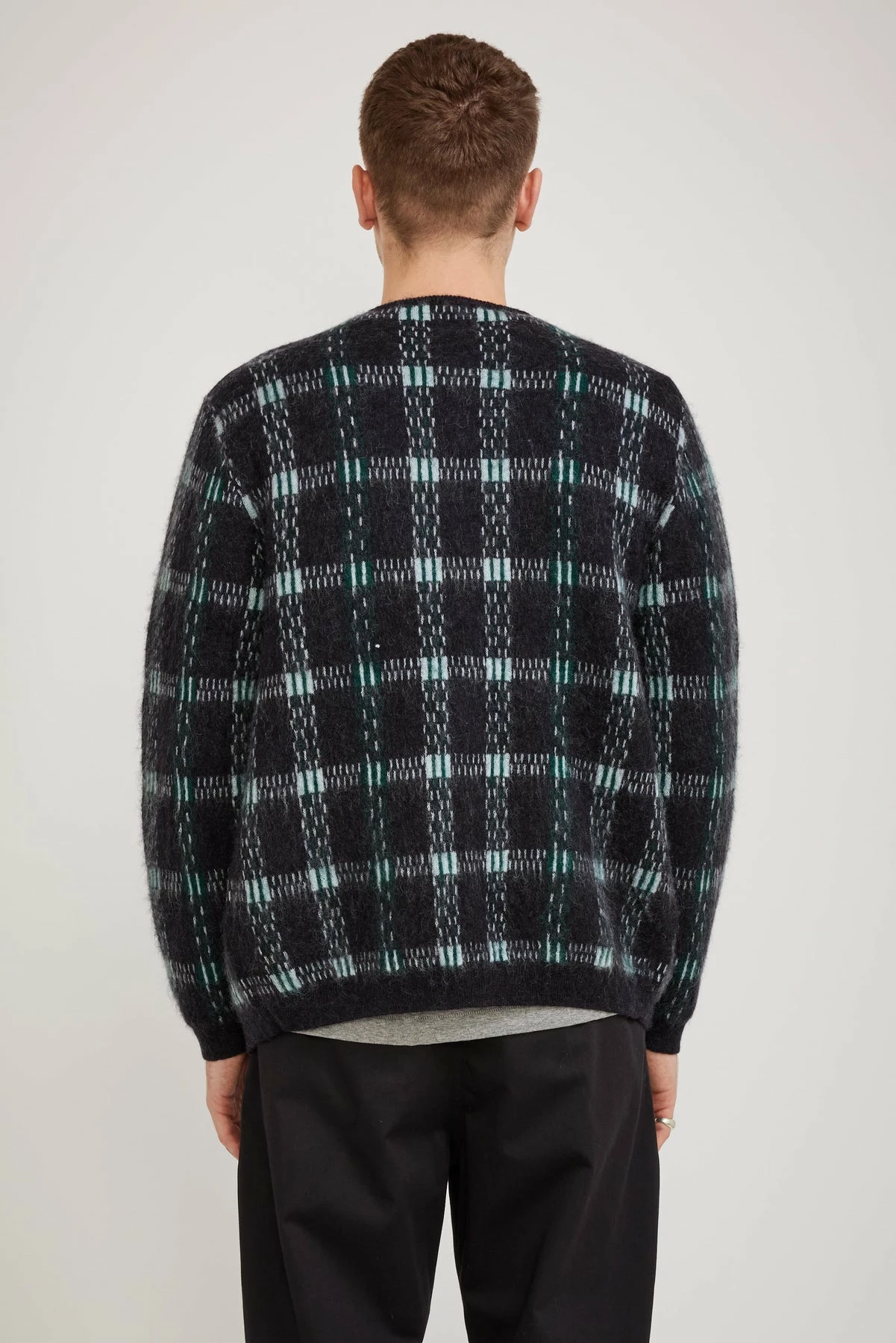 Check Jacquard Mohair Cardigan Black - Image 4