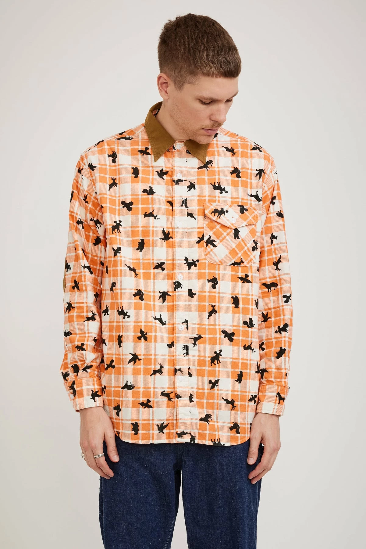 Corduroy Animal Print Shirt Orange - Image 2