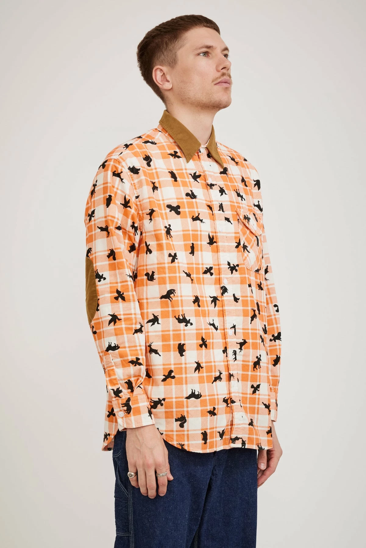 Corduroy Animal Print Shirt Orange - Image 3