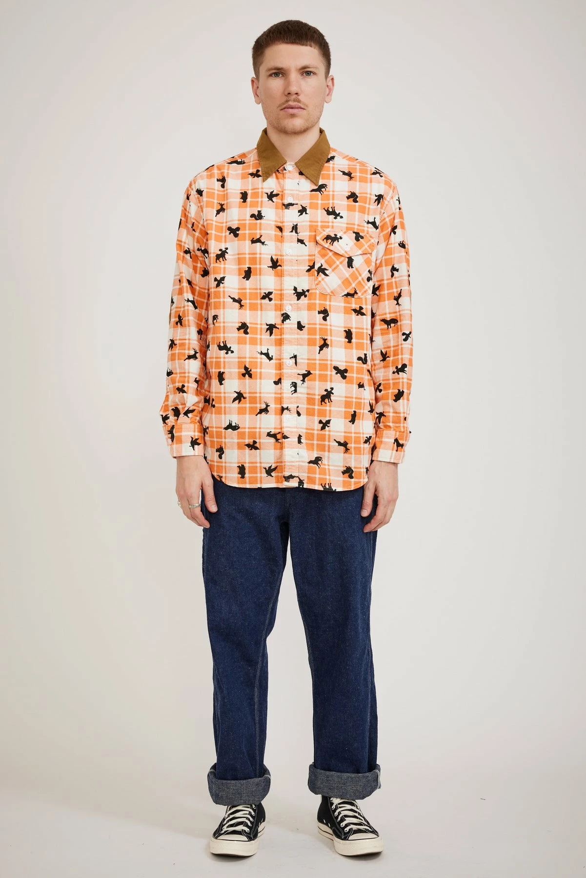 Corduroy Animal Print Shirt Orange - Image 5