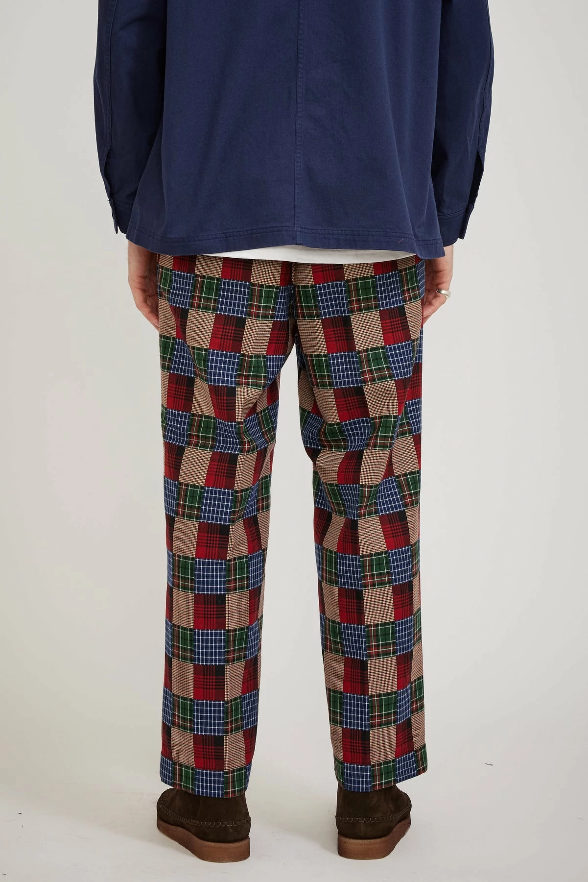Drawstring Trousers Patchwork Like Dobby Check - Image 4