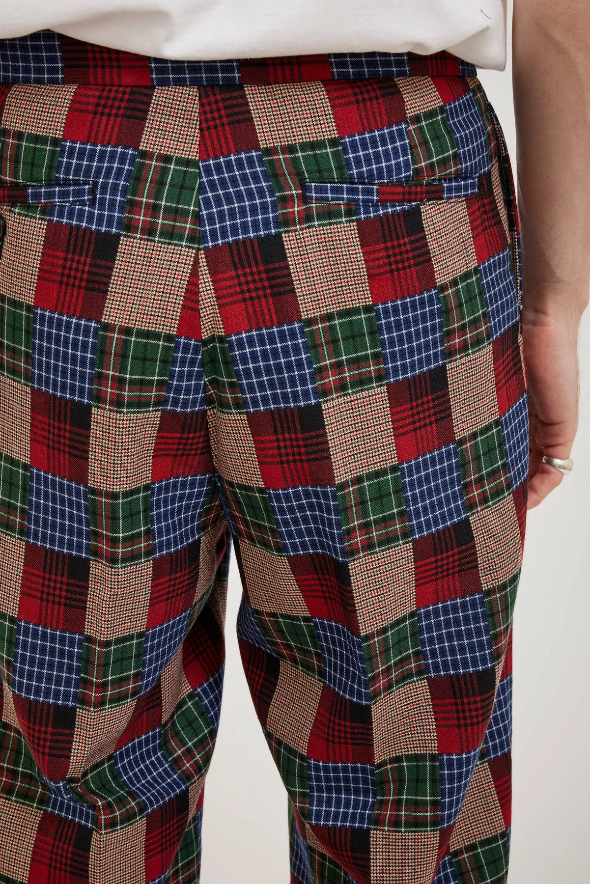 Drawstring Trousers Patchwork Like Dobby Check - Image 6