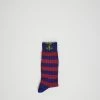 Rib Border Socks Navy/Wine