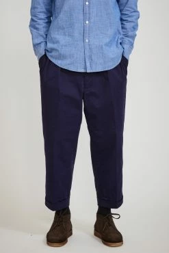 2 Pleats Twill Pant Navy