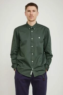 L/S Madison Shirt Hemlock Green / White