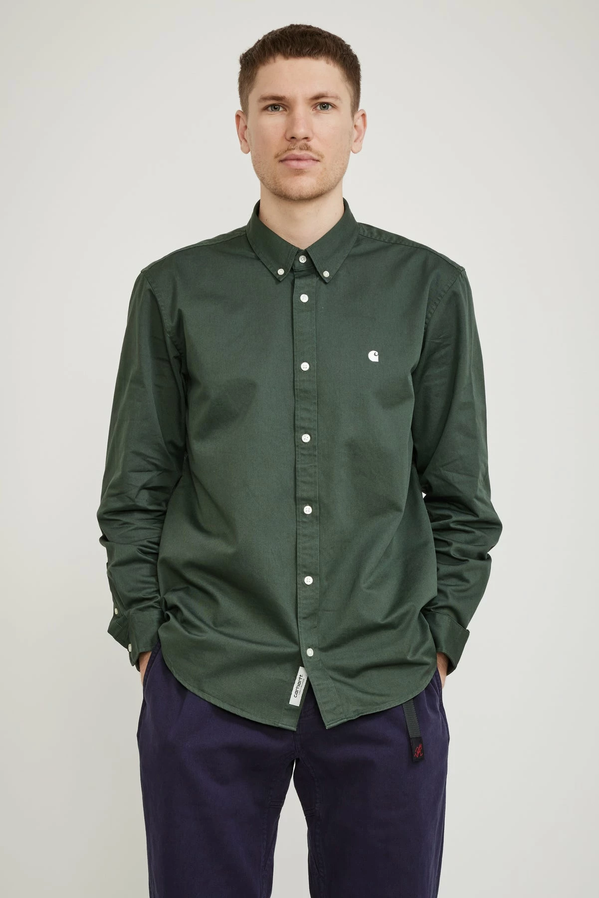 L/S Madison Shirt Hemlock Green / White