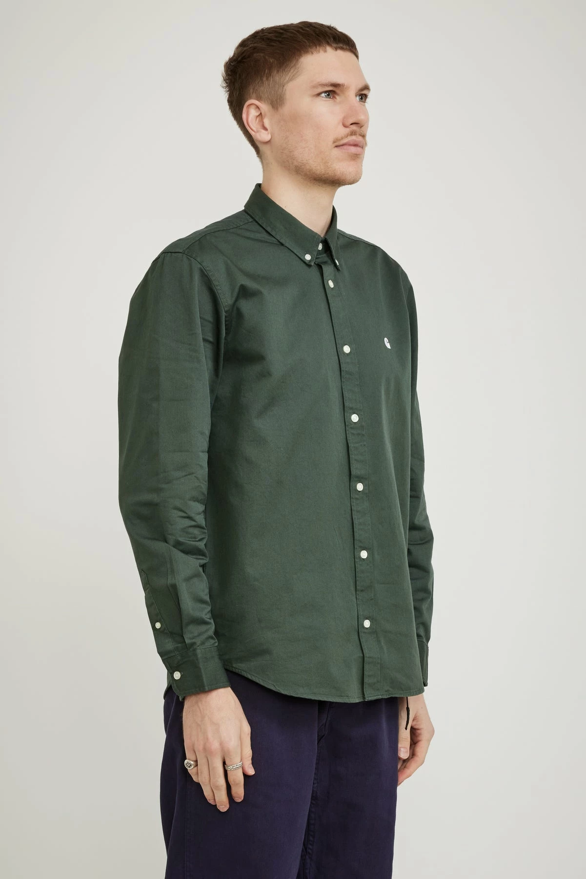 L/S Madison Shirt Hemlock Green / White - Image 3
