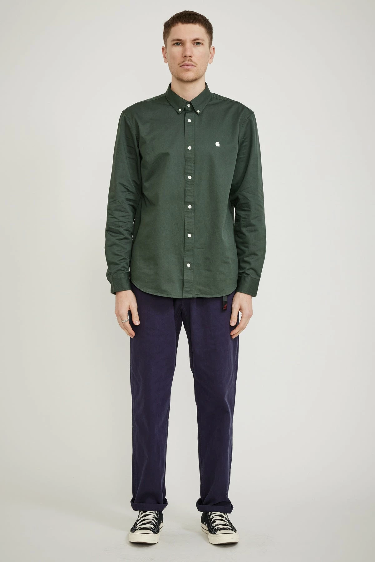L/S Madison Shirt Hemlock Green / White - Image 2