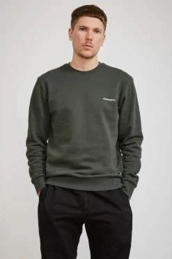 Script Embroidery Sweat Boxwood / White