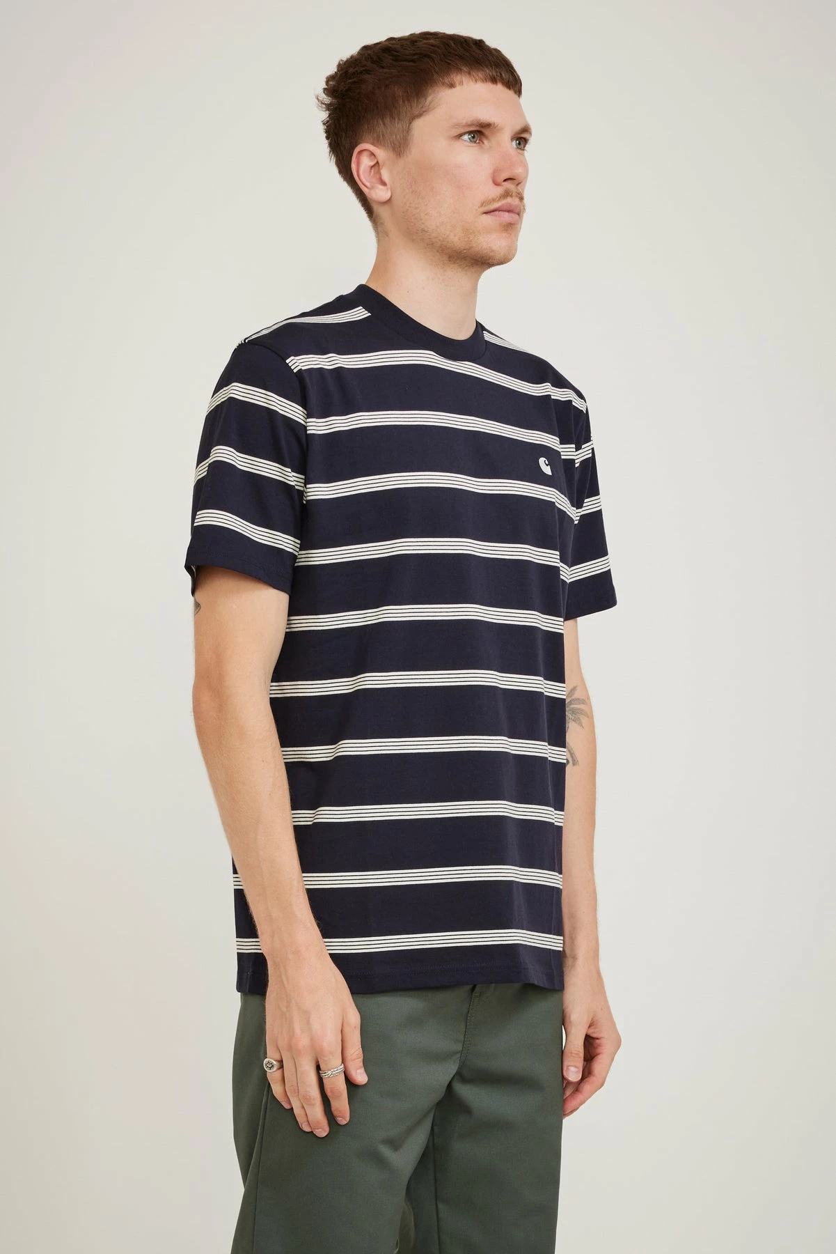 S/S Glover T-Shirt Glover Stripe Dark Navy - Image 3