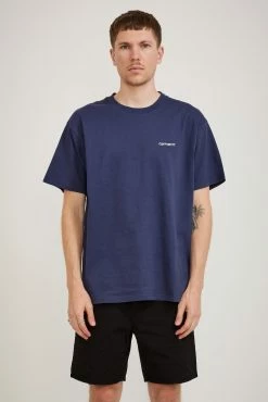 S/S Script Embroidery Tee Enzian / White