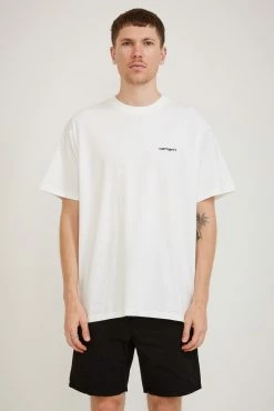 S/S Script Embroidery Tee White / Black