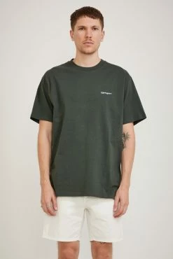 S/S Script Embroidery Tee Boxwood / White