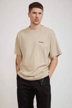 S/S Script Embroidery Tee Wall / Black