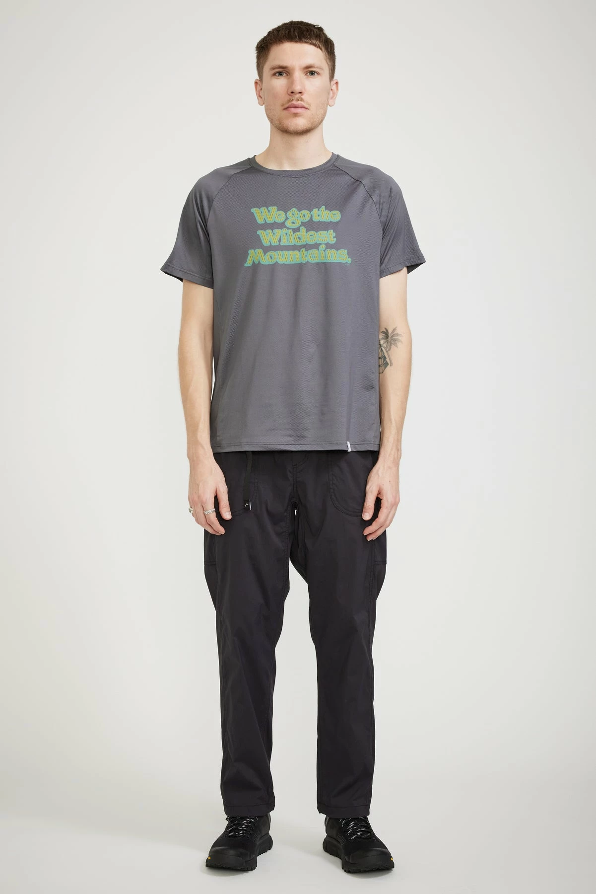 Wego Mesh Short Sleeve T-Shirt Charcoal - Image 2