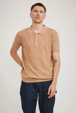 Cabled Polo Taupe