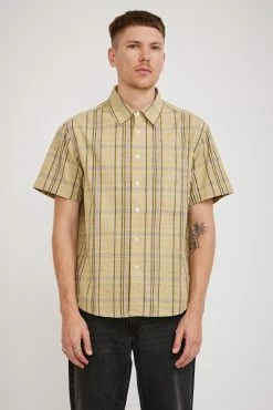 Madras Oxford S/S Shirt Khaki/Purple