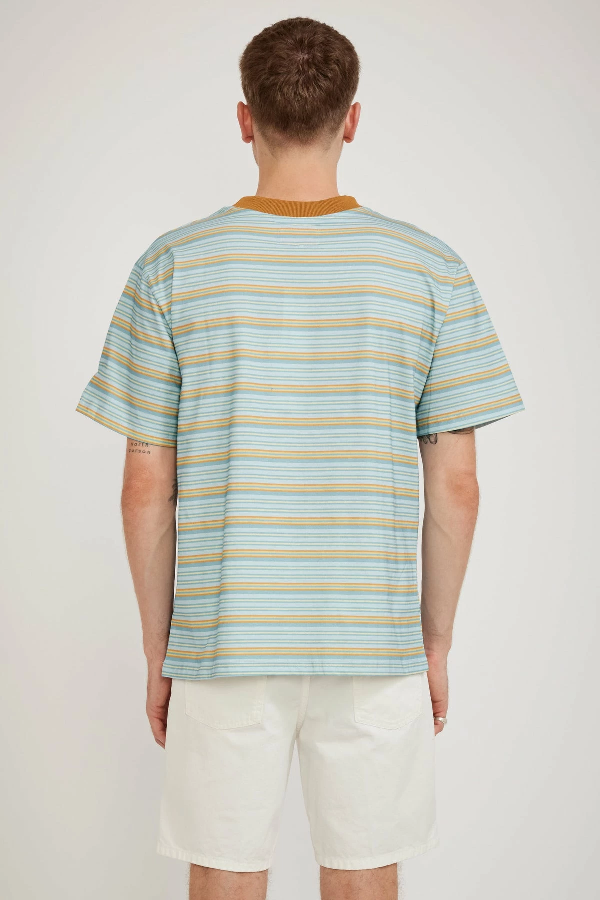 Multi Stripe T-Shirt Steel/Ginger/Teal - Image 4