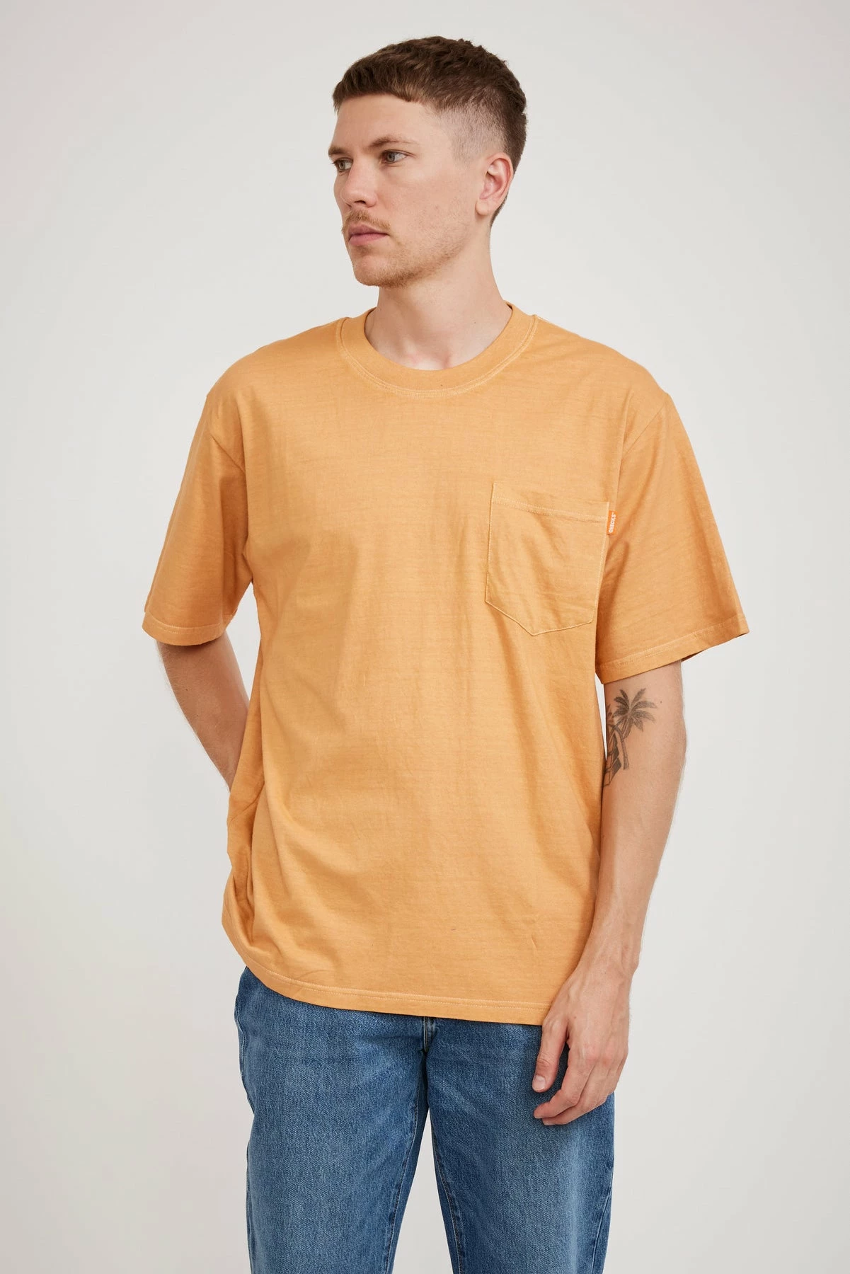 Pigment Dye Pocket T-Shirt Orange
