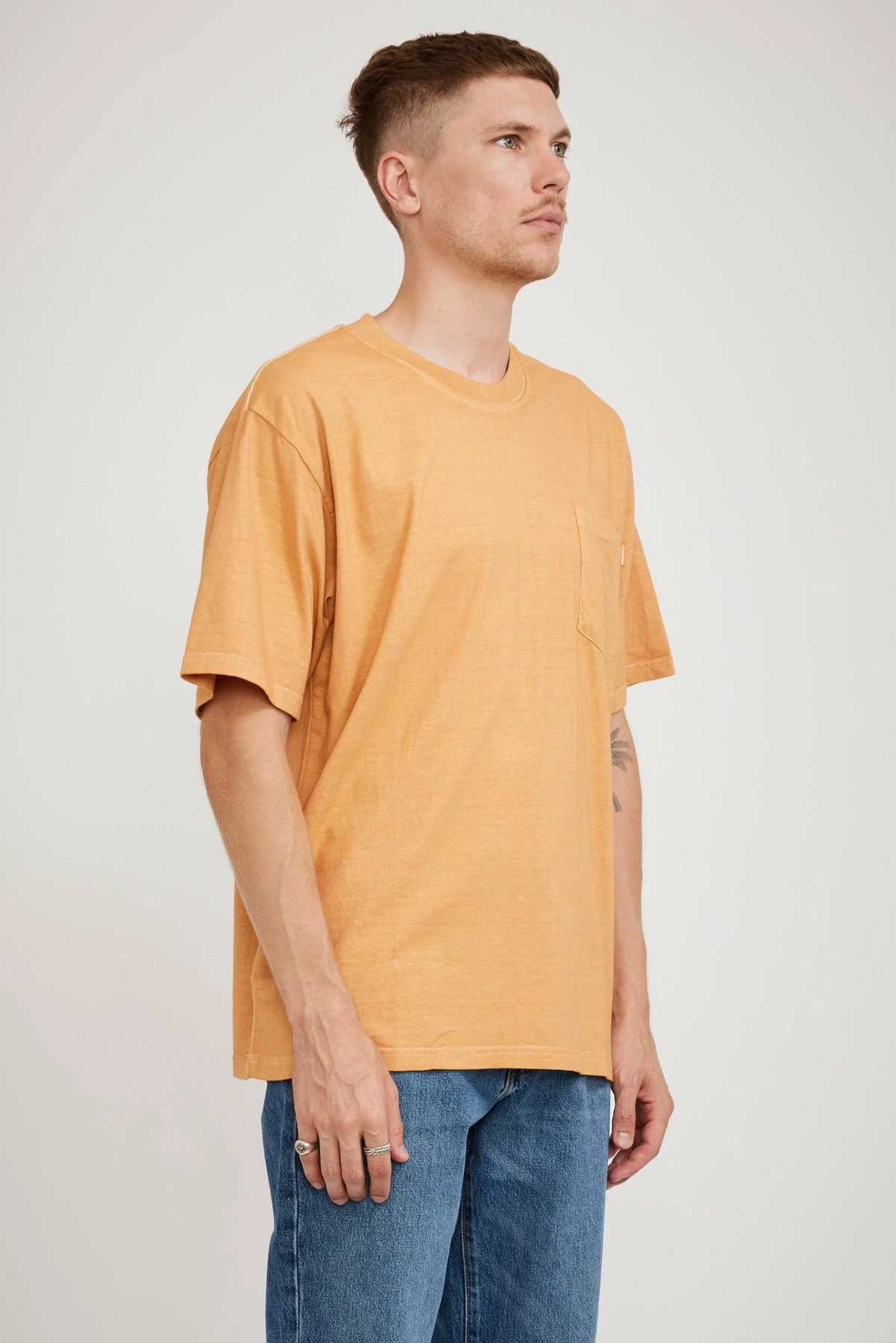 Pigment Dye Pocket T-Shirt Orange - Image 3