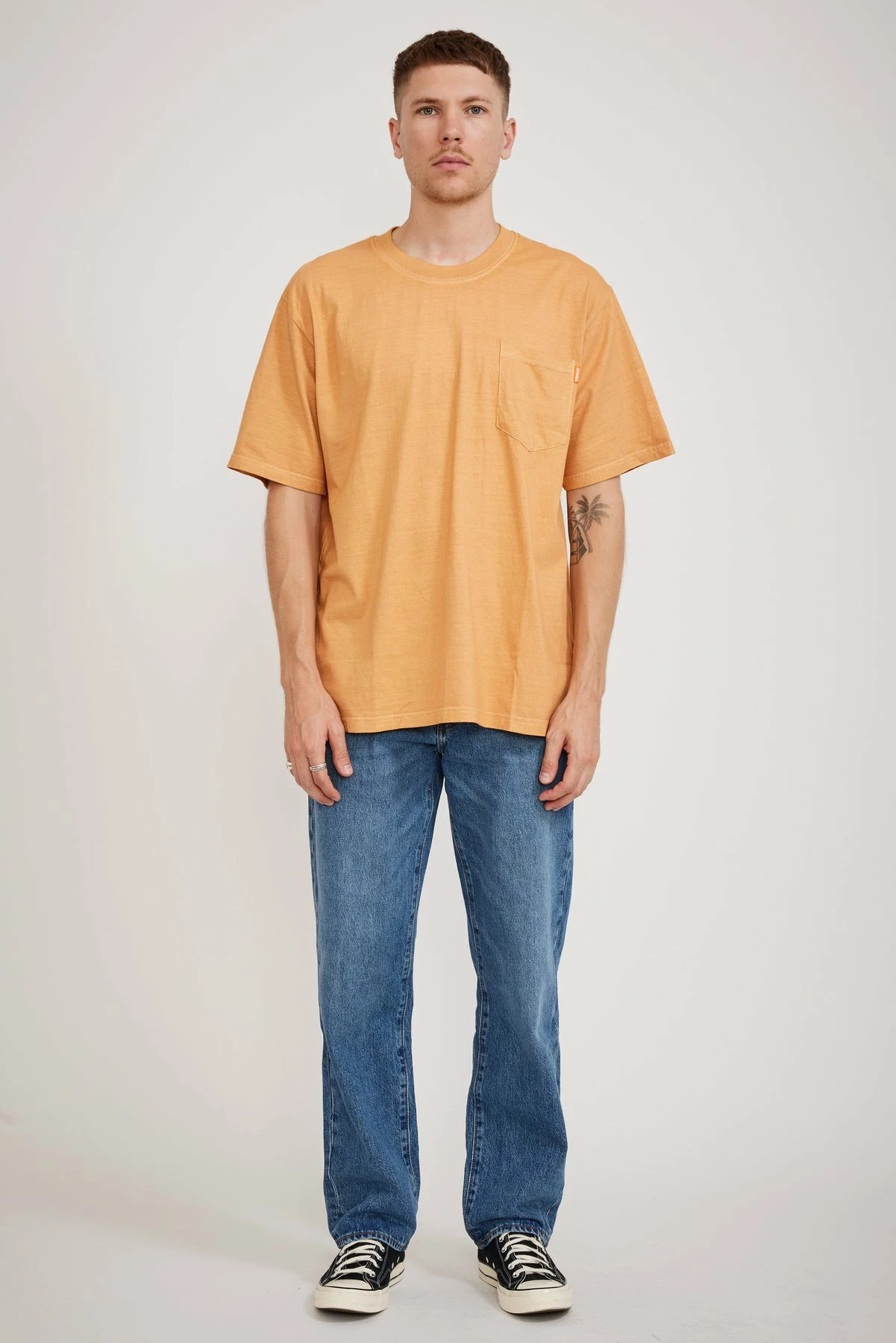 Pigment Dye Pocket T-Shirt Orange - Image 2