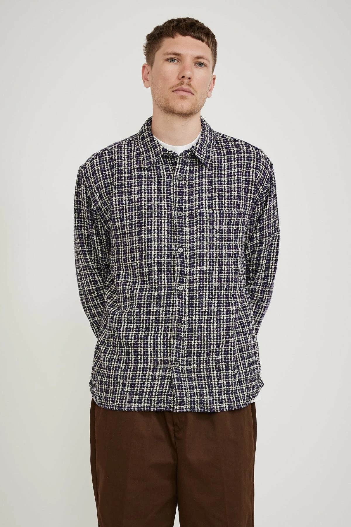 Reverse Tweed Snow Check Blue