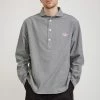 Round Collar Pullover Shirt Grey Chambray
