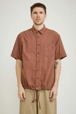 Checked String Half Shirt Orange