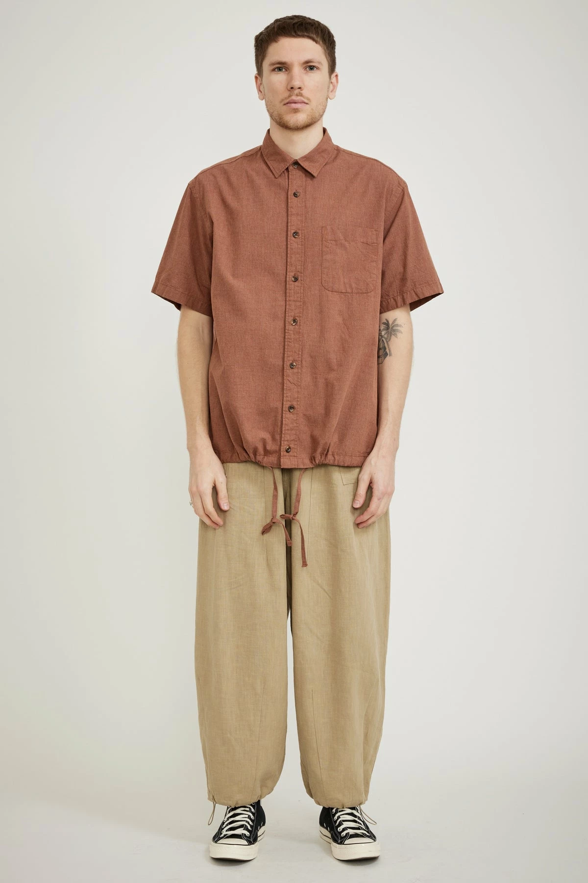 Checked String Half Shirt Orange - Image 2