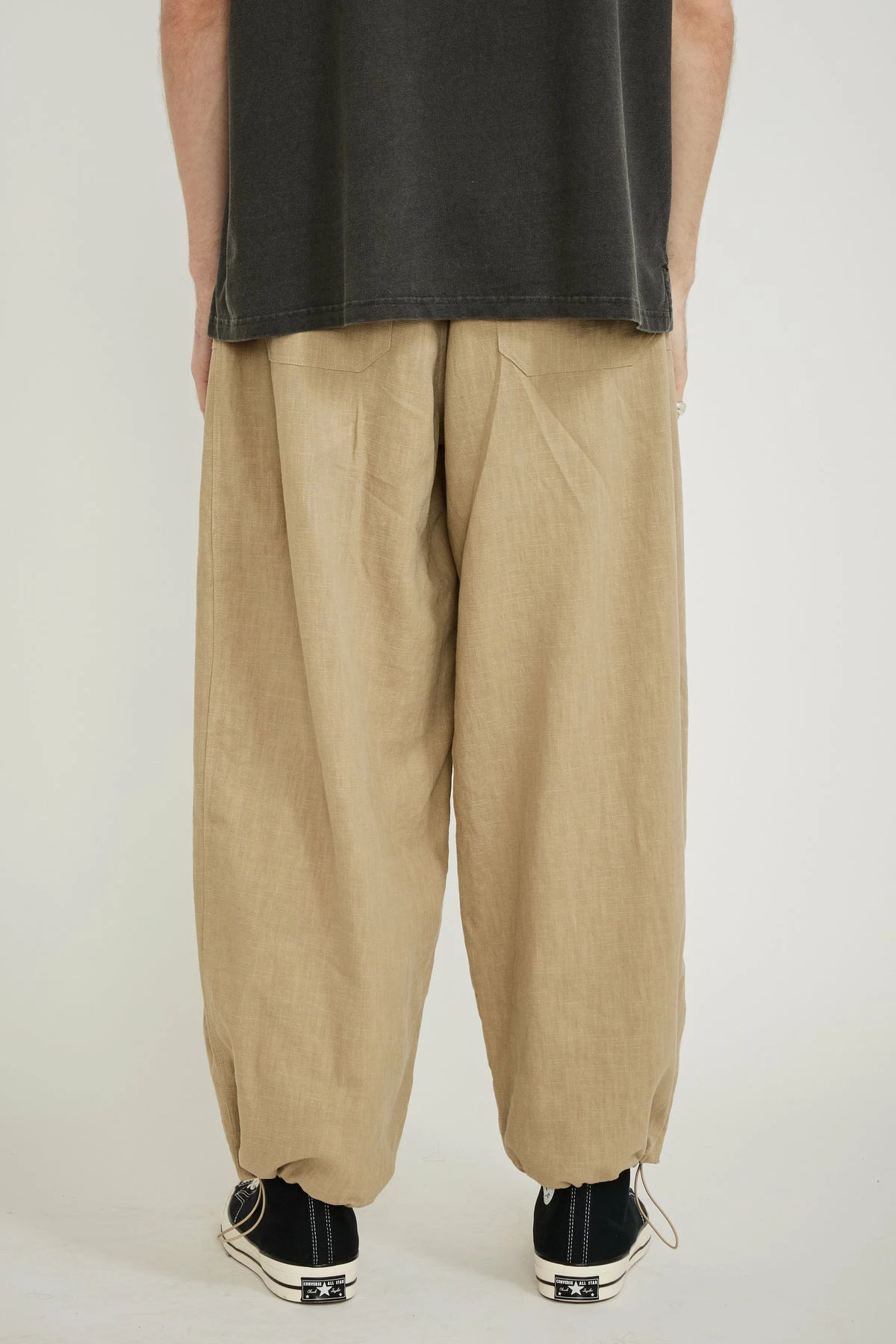 Linen Balloon String Pants Beige - Image 4