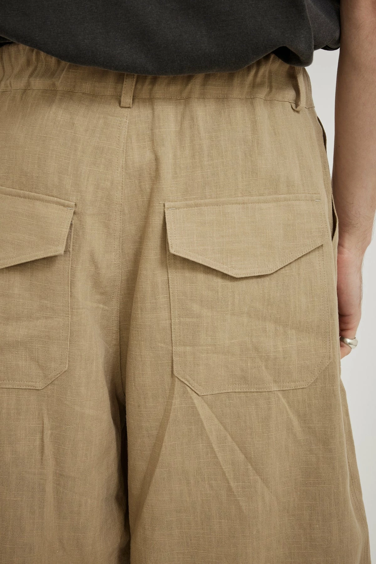 Linen Balloon String Pants Beige - Image 6