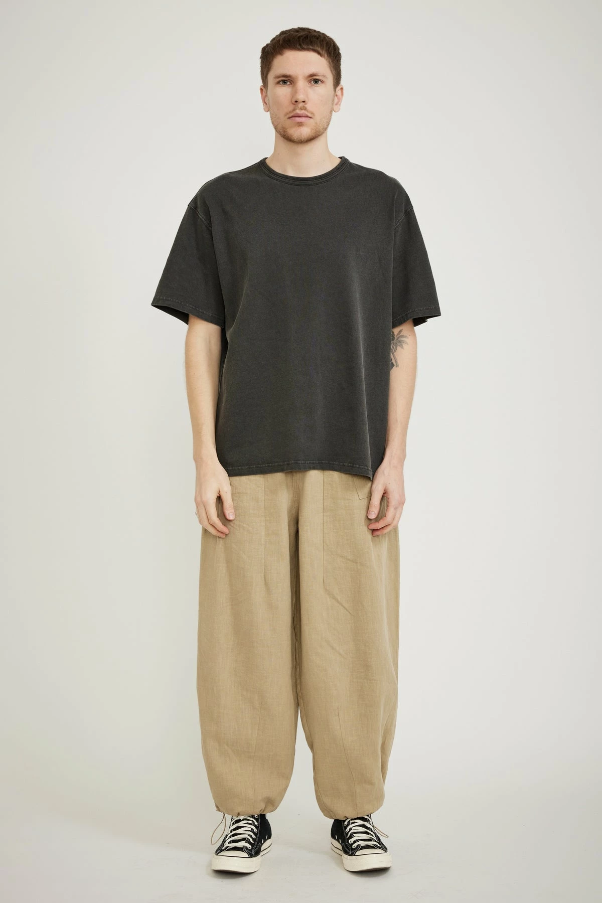 Linen Balloon String Pants Beige - Image 2