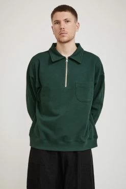 Collar Half Zip Sweatshirt Dark Green