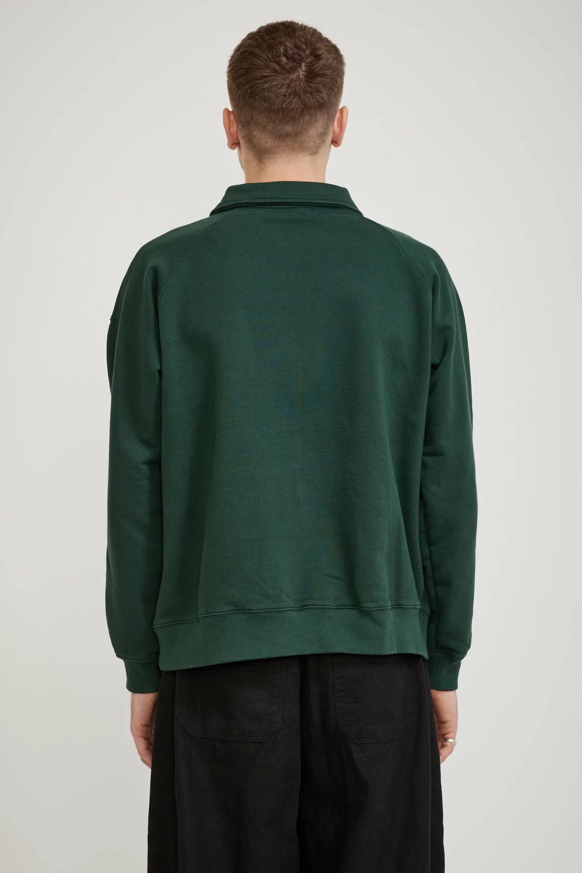 Collar Half Zip Sweatshirt Dark Green - Image 4
