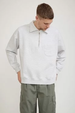 Collar Half Zip Sweatshirt Oatmeal