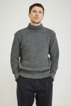U Boat Roll Neck Sweater Battleship Grey
