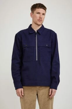Patch Zip Pull-Over Navy