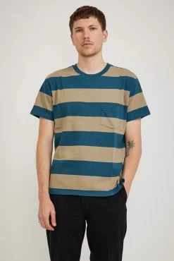 1940's Split Hem Tee Stripe Blue/Grey