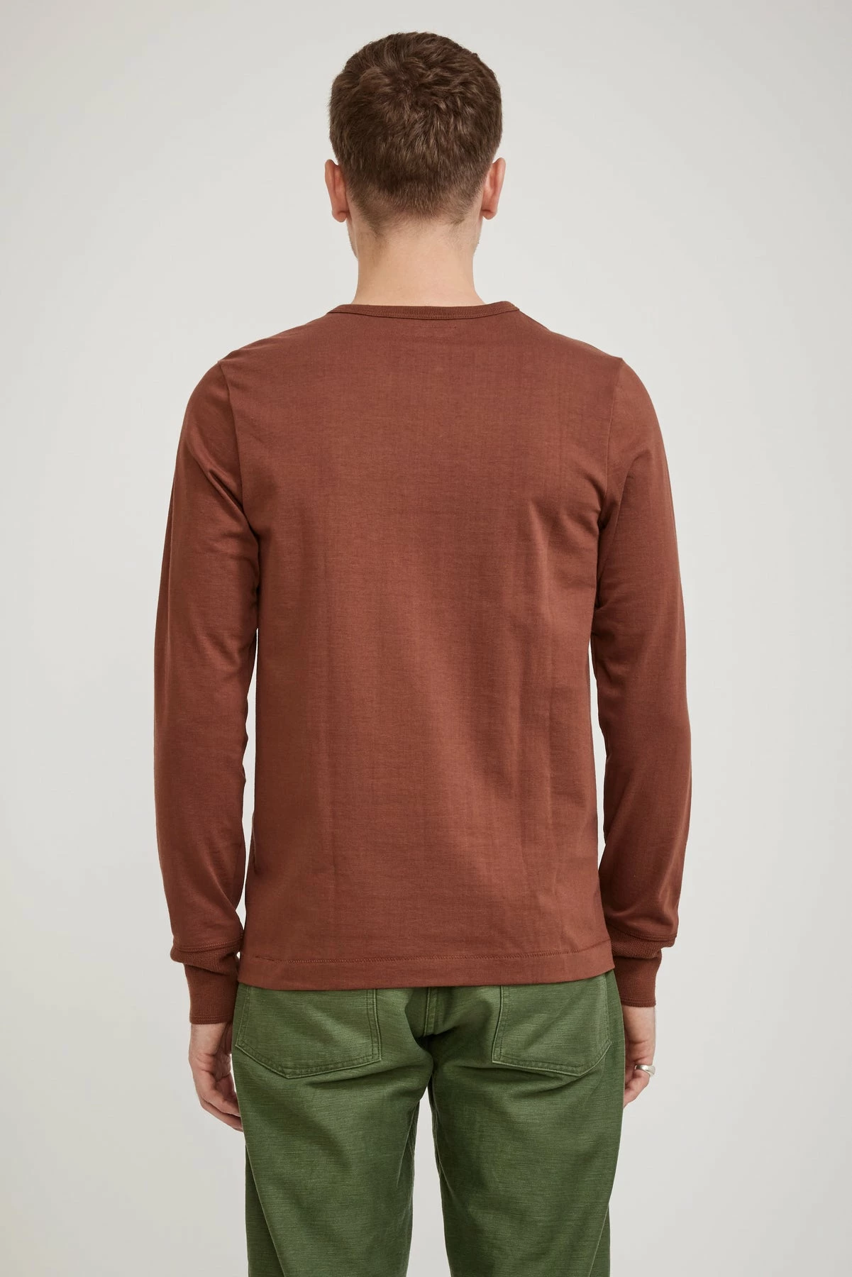 206 Loopwheeled Classic Fit L/S Henley Tan - Image 4