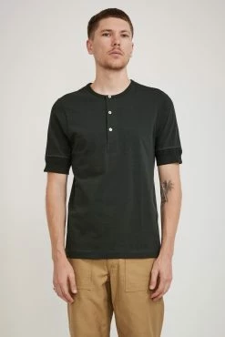 207 Loopwheeled Classic Fit S/S Henley Forest