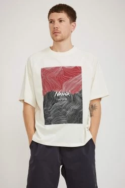 Eco Hybrid Loose Fit Contour Map Tee White