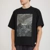 Eco Hybrid Loose Fit Contour Map Tee Black
