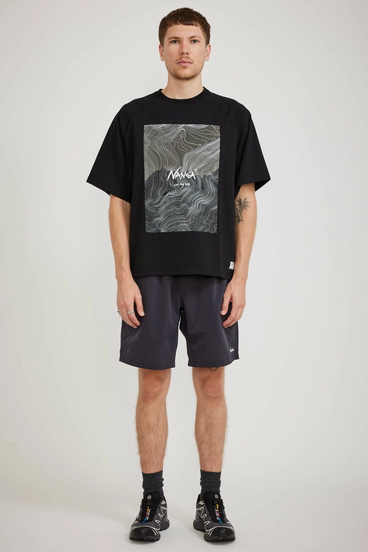 Eco Hybrid Loose Fit Contour Map Tee Black - Image 3