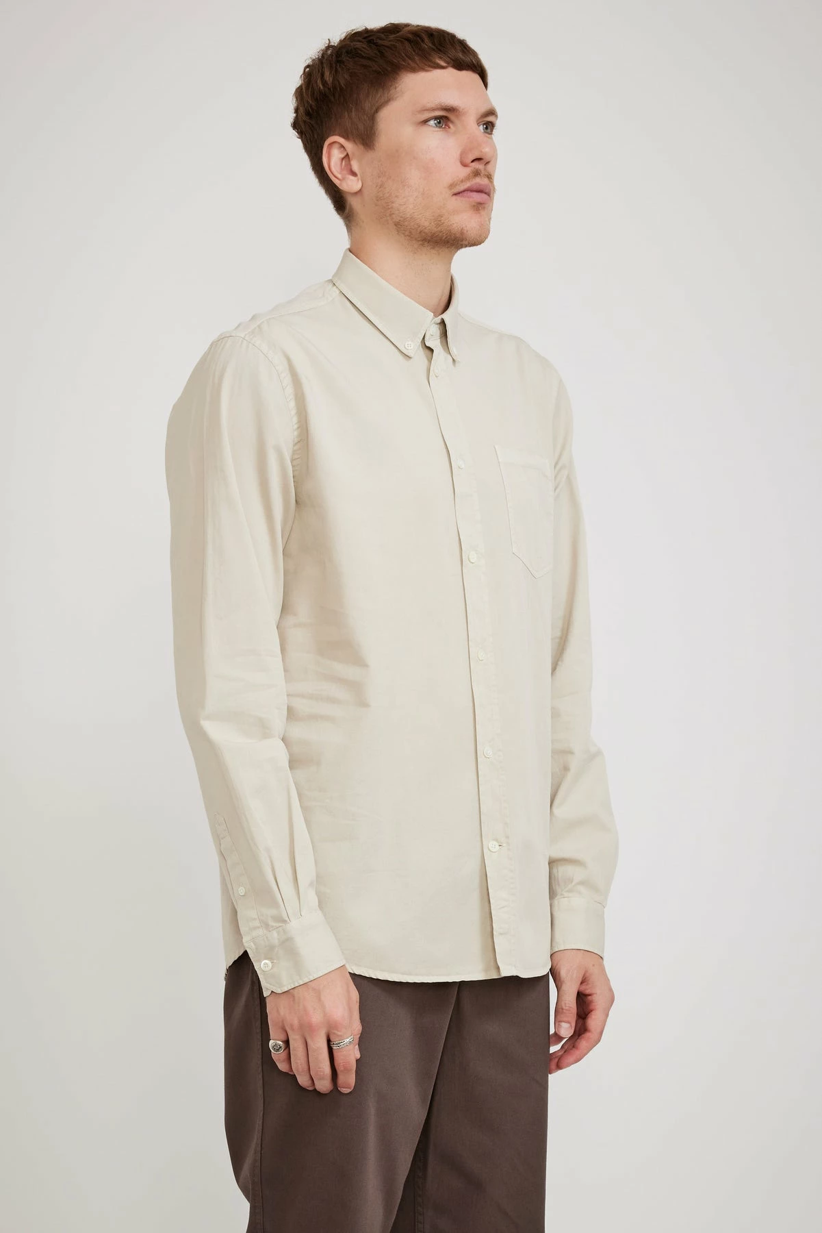 Anton Light Twill Shirt Oatmeal - Image 3
