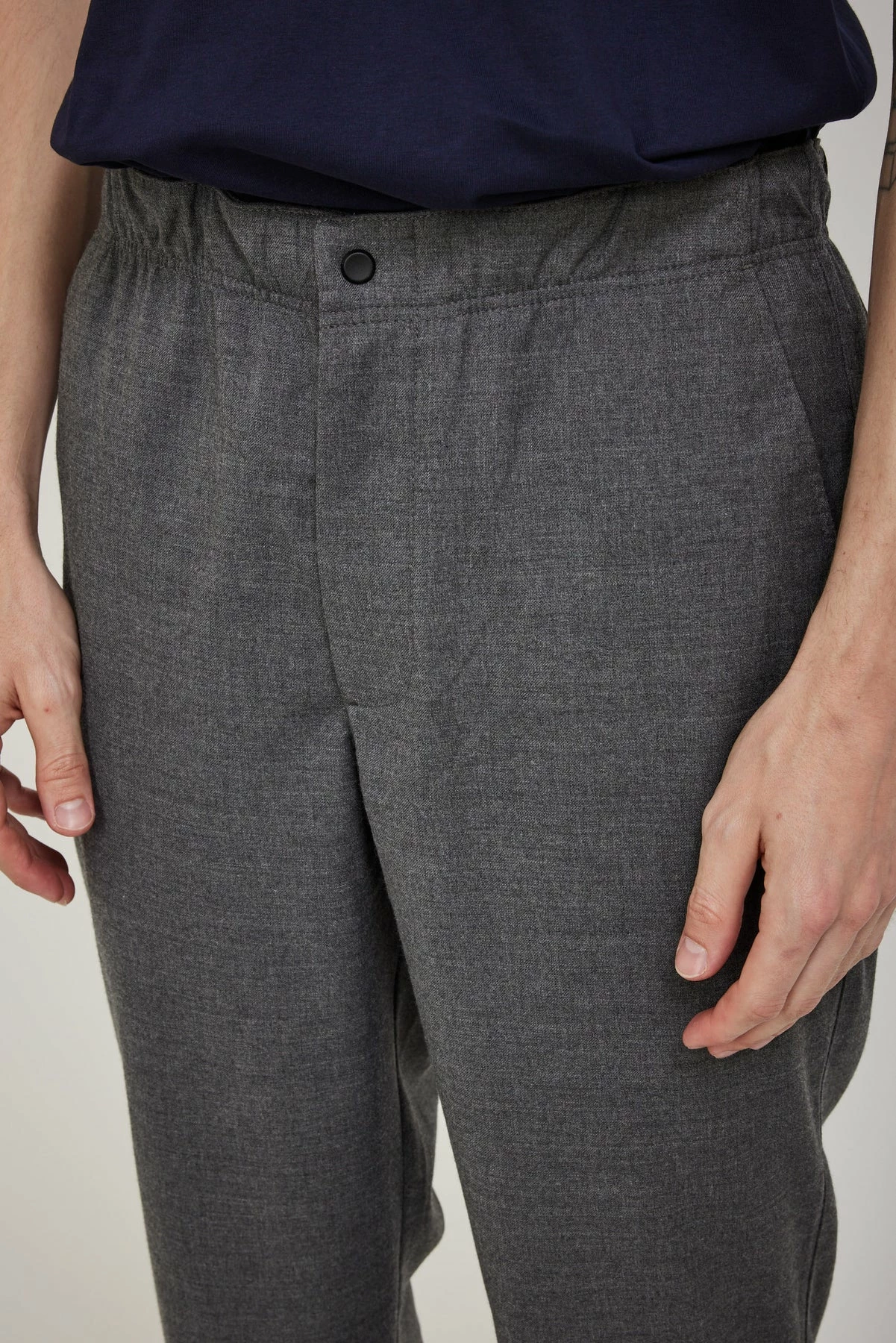 Ezra Wool Flannel Pants Charcoal Melange - Image 5